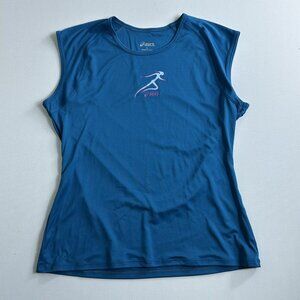 Asics Womens Short Sleeve Running‎ T Shirt Light Blue Large Active Train UPF 50+